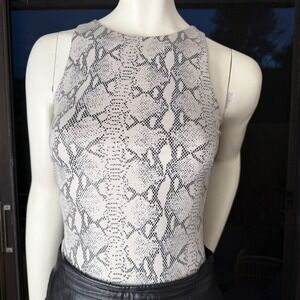 Vintage Y2K JLuxlabel Snake Print Bodysuit High Neck Indie Sleaze Mob Wife S